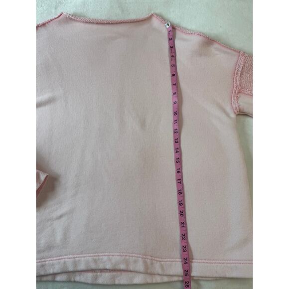 Free People Oversized Sweatshirt Soft Pink Raw Seam Size XS S M - Picture 6 of 9